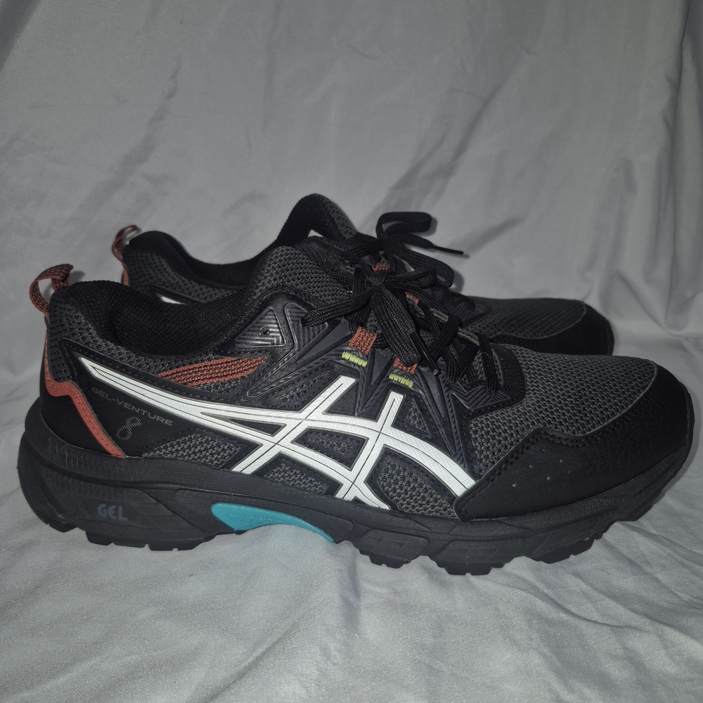 ASICS Gel-Venture 8 Black with White and Teal Accents